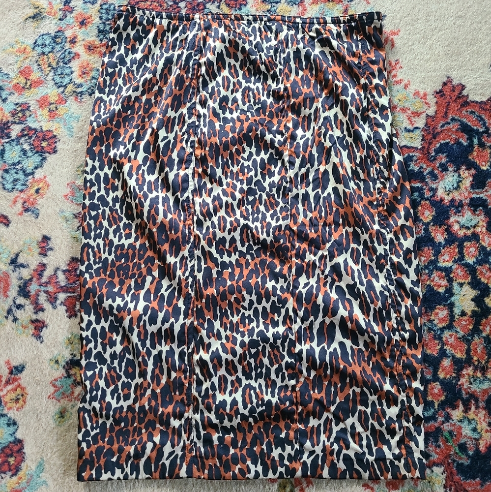 Betsey Johnson Leopard Silk Lyrca Pencil Skirt Y2K